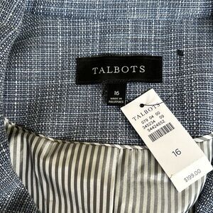 NWT Women’s Talbots blended tweed double breasted blazer in blue, size 16.
